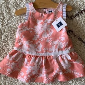 NWT Janie and Jack peach and white dress